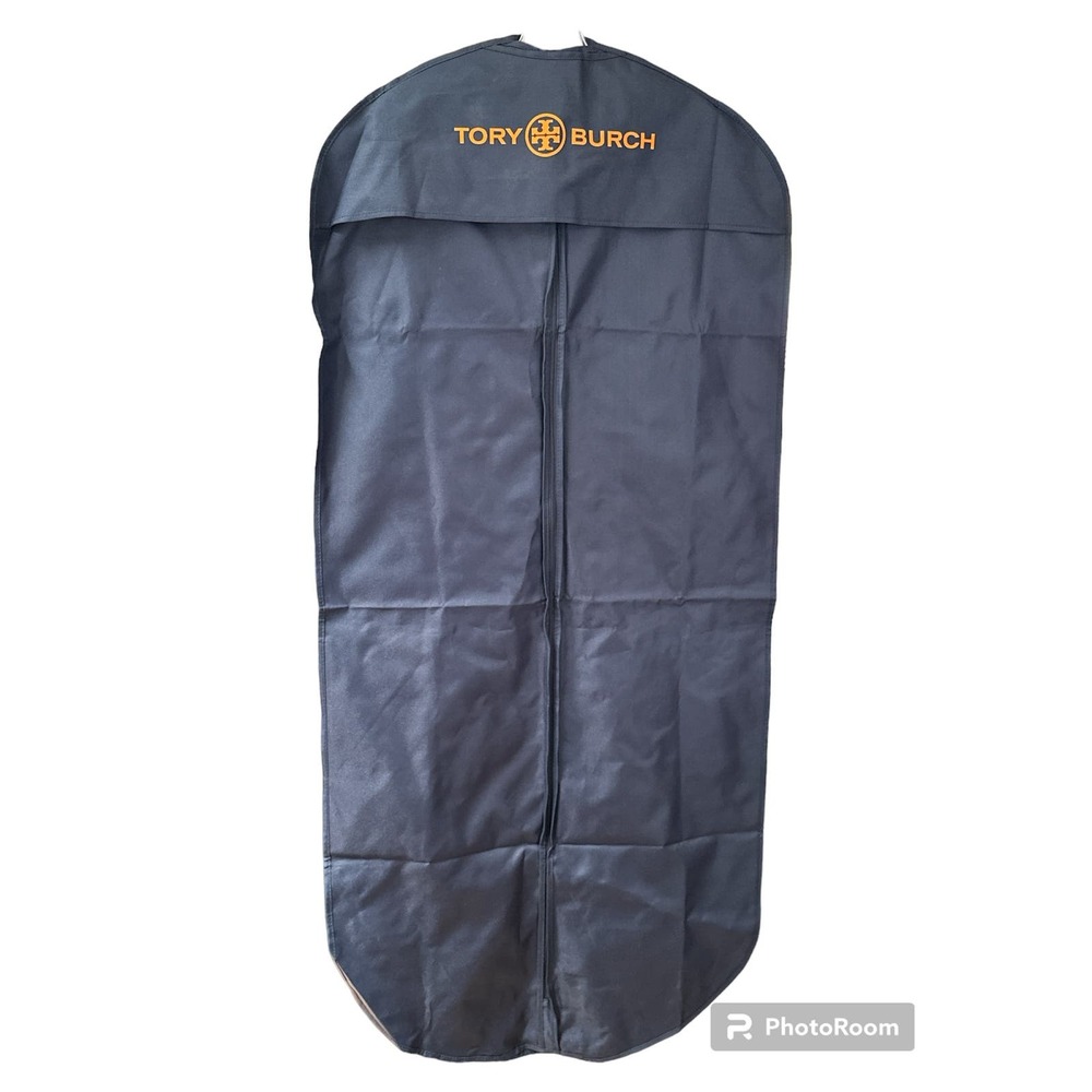 Tory Burch Large Garment Dress Suit bag canvas travel navy orange logo zip